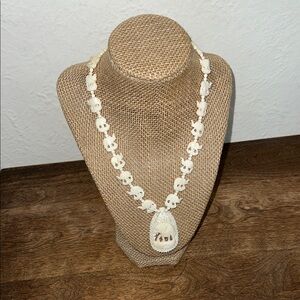 Vintage bone elephant necklace